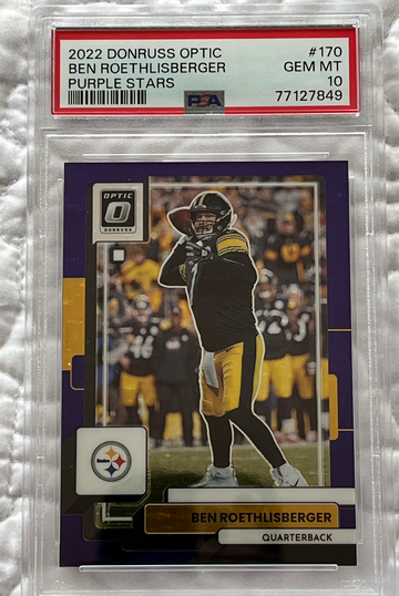 Ben Roethlisberger PSA 10 /15 SSP donruss optic purple 