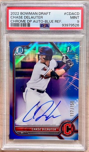 2022 Bowman Draft Chase Delauter 1st Auto True Blur Chrome /150 PSA 9