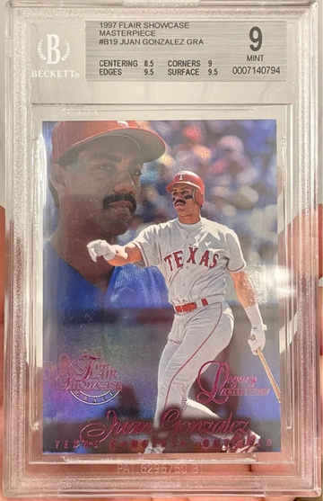 BGS 9 JUAN GONZALEZ 1997 Flair Showcase Row 1 Masterpiece #1/1
