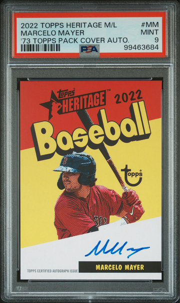 2022 Topps Heritage Minor League MARCELO MAYER '73 Pack Cover AUTO /50 PSA 9 Mint
