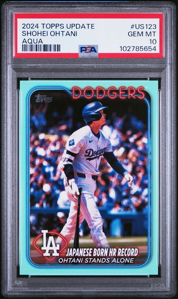 2024 Topps Update #US123 SHOHEI OHTANI Stands Alone HR Record Aqua PSA 10 Gem Mint