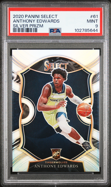 2020-21 Panini Select #61 ANTHONY EDWARDS Concourse Silver Rookie RC PSA 9 Mint