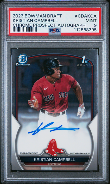  KRISTIAN CAMPBELL 2023 Bowman Chrome Draft 1st Rookie RC AUTO PSA 9 Mint