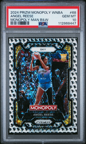  ANGEL REESE 2024 Prizm Monopoly #68 Black & White Running Man SSP Rookie PSA 10 Gem Mint