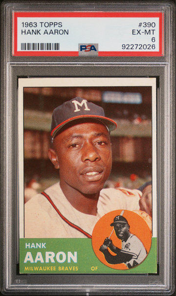 HANK AARON 1963 Topps #390 PSA 6 EX-MT