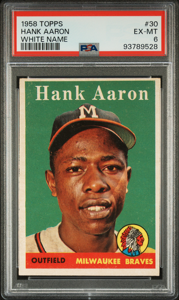 HANK AARON 1958 Topps #30 White Name PSA 6 EX-MT