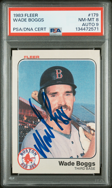  WADE BOGGS 1983 Fleer #179 Signed Rookie RC AUTO PSA/DNA 8 with 9 Autograph