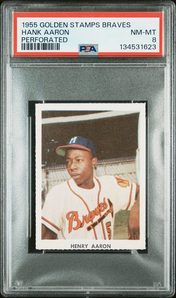  HANK AARON 1955 Golden Stamps Milwaukee Braves PSA 8 NM-MT