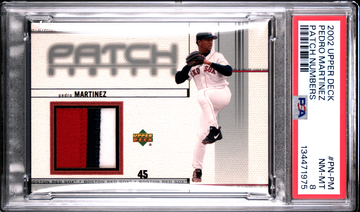 PEDRO MARTINEZ 2002 Upper Deck Game-Used Jersey Patch Numbers PSA 8 NM-MT