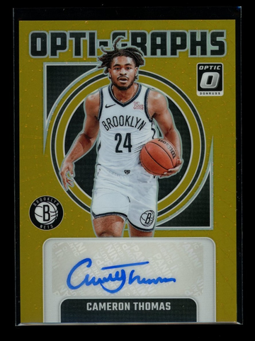  CAMERON CAM THOMAS 2024-25 Panini Donruss Optic GOLD Prizm Opti-Graphs AUTO /10