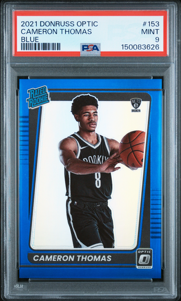  CAMERON CAM THOMAS 2021 Donruss Optic BLUE Prizm Holo Rookie RC /59 PSA 9 Mint