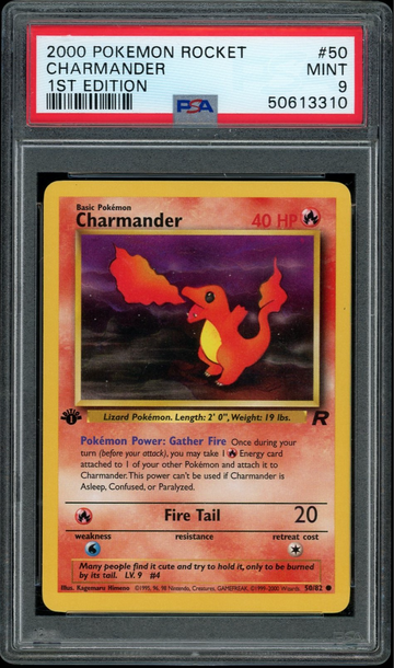 CHARMANDER 2000 Pokemon Team Rocket 1st Edition #50/82 PSA 9 Mint