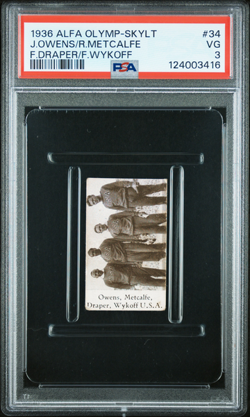 JESSE OWENS 1936 Alfa Olympics-Skylt #34 Rookie RC PSA 3 VG