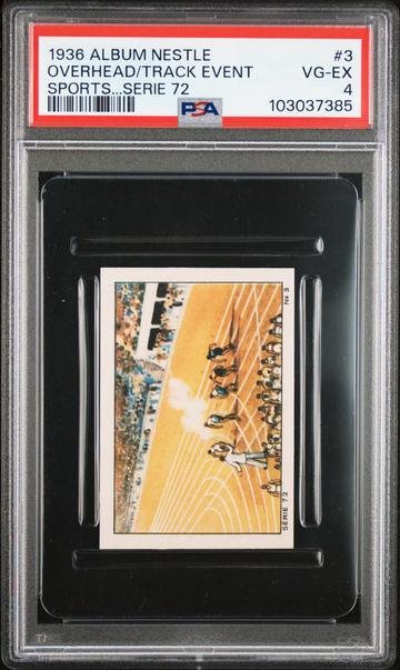 JESSE OWENS 1936 Album Nestle #3 4x100m Overhead Track Event Rookie PSA 4 VG-EX