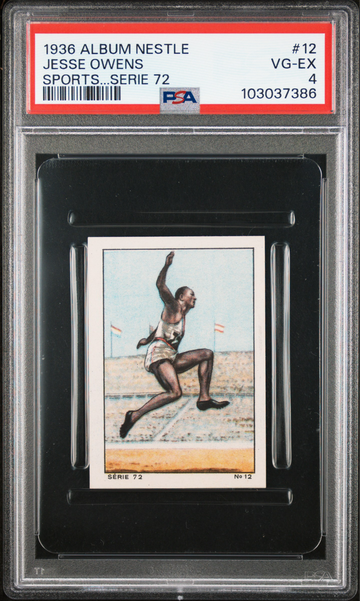 JESSE OWENS 1936 Album Nestle #12 Sports Serie 72 Rookie RC PSA 4 VG-EX