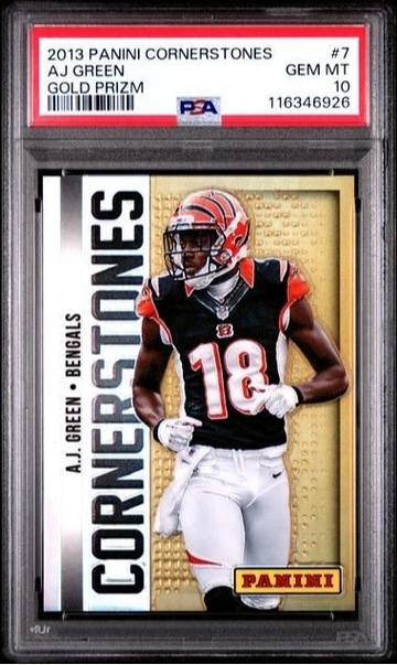 2013 Panini Cornerstones AJ Green Gold Prizm PSA 10