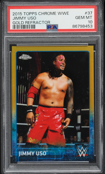 2015 Topps Chrome WWE Jimmy Uso Gold Refractor PSA 10