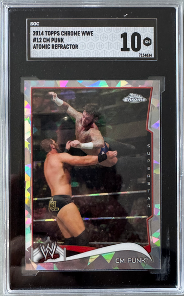 2014 Topps Chrome WWE CM Punk Atomic Refractor SGC 10