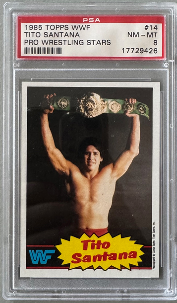 1985 Topps WWF WWE Tito Santana Pro Wrestling Stars PSA 8