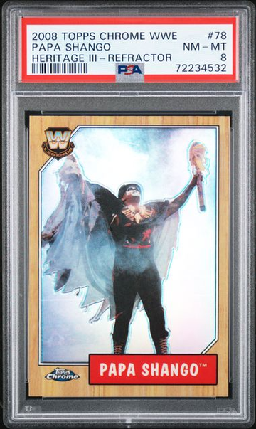 2008 Topps Chrome WWE Papa Shango Heritage III - Refractor PSA 8