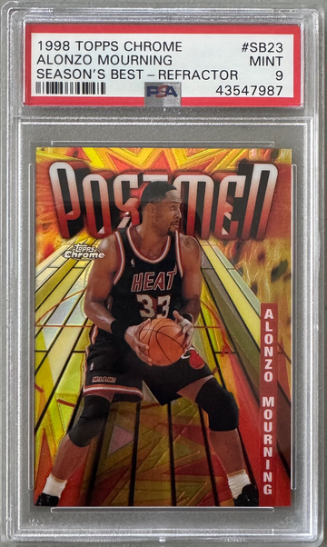 1998 Topps Chrome Alonzo Mourning Postmen Season's Best Refractor PSA 9