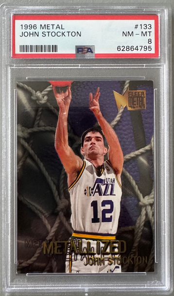 1996 Fleer Metal John Stockton Metallized PSA 8