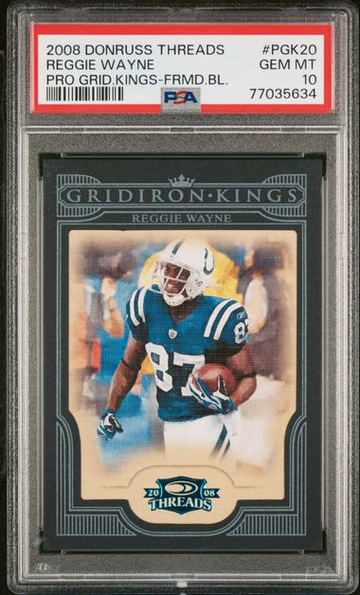2008 Donruss Threads Reggie Wayne Pro Gridiron Kings Framed Blue PSA 10