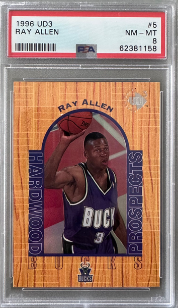 1996 Upper Deck UD3 Ray Allen RC Hardwood Prospects PSA 8
