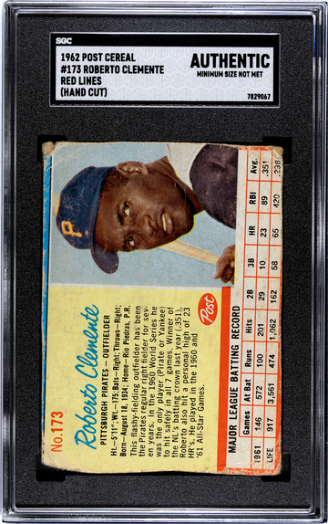 1962 Post #173 Roberto Clemente Red Lines SGC Authentic