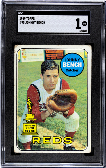 1969 Topps #95 Johnny Bench SGC 1 HOF