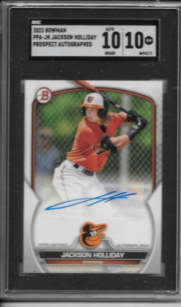 2023 Bowman JACKSON HOLLIDAY Prospect Autograph /150 #PPA-JH SGC 10/Auto 10 Gem Mint