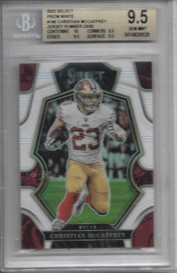 2022 Select Christian Mccaffrey Prizm White #186 23/25 Jersey #