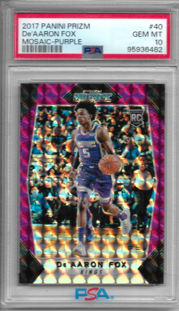2017 Prizm De'aaron Fox RC Mosaic Purple #40 PSA 10 Gem Mint