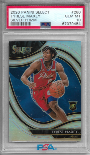 2020 Select Tyrese Maxey Silver Prizm RC #280 PSA 10 Gem Mint
