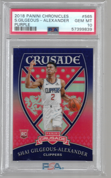 2018 Crusade Shai Gilgeous-Alexander Purple RC /49 #565 PSA 10 Gem Mint