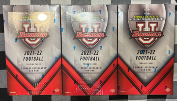 2021 bowman university football hobby boxes x3 