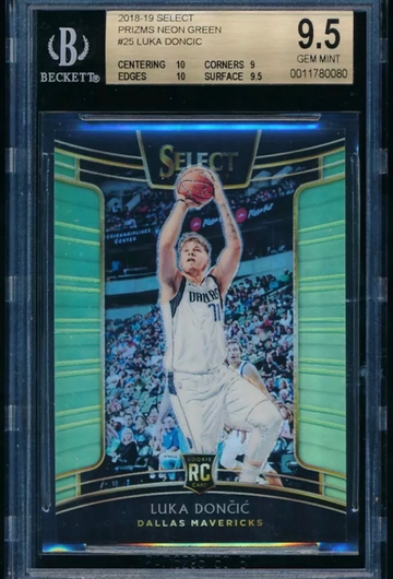 2018 Panini Select Luka Doncic Neon Green Prizm #’d / 75 BGS 9.5