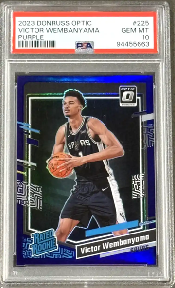 2023 Donruss Optic Victor Wembanyama Purple #225 RC PSA 10
