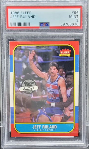 1986 FLEER JEFF RULAND #96 PSA 9 MINT 76ERS TOUGH CARD REGISTRY SET NEW CASE