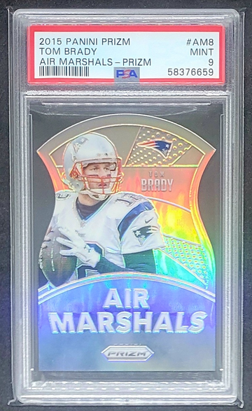 2015 PRIZM TOM BRADY AIR MARSHALLS SILVER PRIZM SP DIE CUT PSA 9 MINT RARE NICE!
