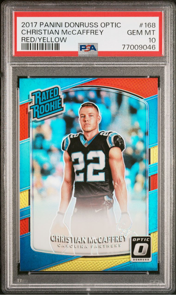 2017 Donruss Optic Rated Rookie Christian McCaffrey Red/Yellow #168