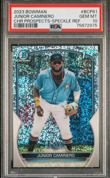 2023 Bowman Chrome Junior Caminero Speckle Refractor /299 PSA 10 Rays Prospect