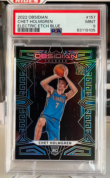 2022 Obsidian CHET HOLMGREN #157 Electric Etch Blue 13/30 PSA 9