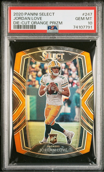 2020 Jordan Love Select Orange Die-cut Club Level Prizm 247 Rookie RC Gem Mint PSA 10