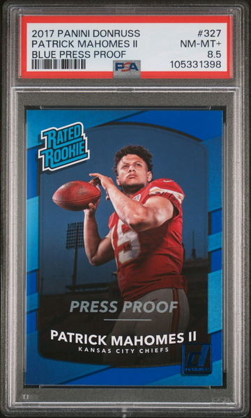 2017 Donruss Mahomes Blue Press Proof PSA 8.5