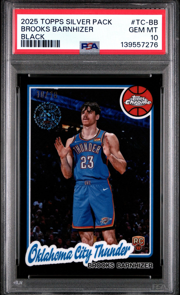 Brooks Barnhizer 2025-26 Topps BLACK REFRACTOR 1980-81 Chrome Rc SSP /10 PSA 10