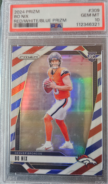 2024 Prizm Bo Nix Red/White/Blue PSA 10