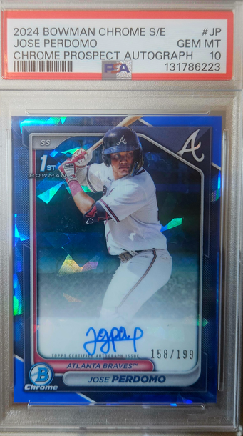 2024 Bowman Chrome 1st Sapphire Jose Perdomo Auto PSA 10