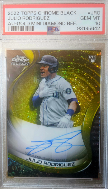 2022 Topps Chrome Black Julio Rodriguez Auto Gold Mini Diamond RC PSA 10