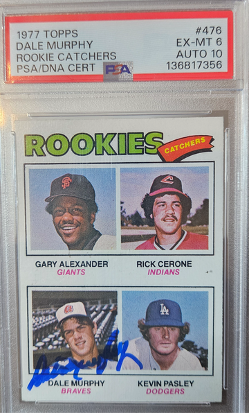 1977 Topps Rookie Catchers Dale Murphy RC Auto PSA 6 Auto 10